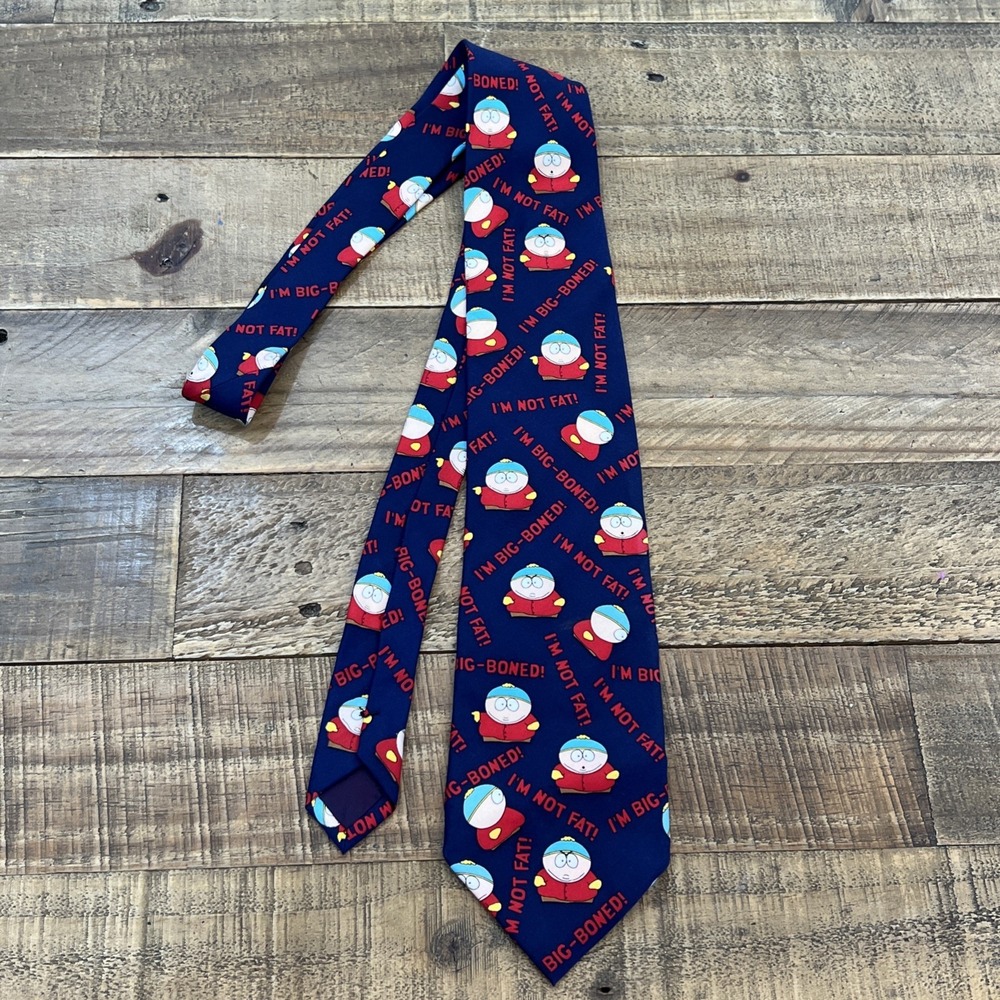 Vtg 1998 South Park Eric Cartman Necktie "I'm Not Fat, I'm Big Boned" 100% Silk